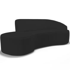 Sofá 4 Lugares Curvo Living Firenze Direito D02 Corano Preto 260cm C-05 - Lyam