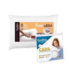 Travesseiro Real Látex 16cm + Capa com Zíper Impermeável - Duoflex, 1 