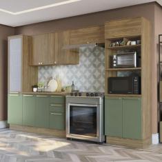 Armário de Cozinha Modulada Completa Reta 6 peças 3,20m 246 Botanic Ka