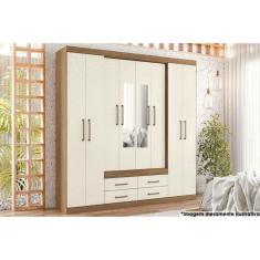 Guarda Roupa 8 Portas (2 C- Espelho) E 4 Gavetas Nápoles Jatobá-areia - Santos Andirá
