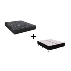 Cama Box Queen 158 Bipartido Matelassê Onda Preto com Colchão Lisboa Espuma D28 Preto Bello Box