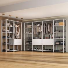 Guarda-roupas Closet Modulado 405cm 6 Peças Com 6 Gavetas E Cabideiros Multimóveis MP4322 Branco