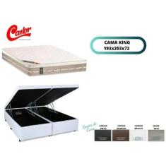 Conjunto Colchão Castor Premium Tecnopedic c/ Cama Box Baú Casal King 