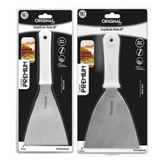 Kit 2 Espátulas Inox Lanche Reta Chapeiro E Cozinha