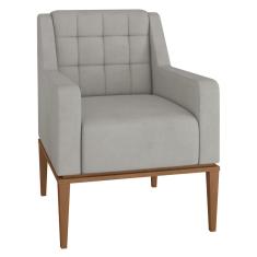 Poltrona Decorativa Sala de Estar Madonna Suede Cinza - Gran Belo