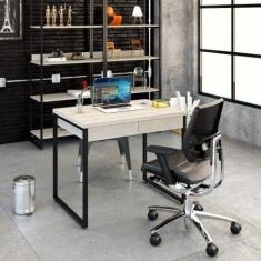 Escrivaninha Mesa Escritório Kuadra 2 Gavetas 90cm Industrial Snow - C