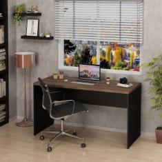 Mesa De Escritório Escrivaninha Tampo 140cm Nogal - Netmobil