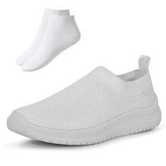 Kit Tênis Meia Feminino Sem Cadarço Tela Respirável Extra Leve + Meia Branca Cano Curto