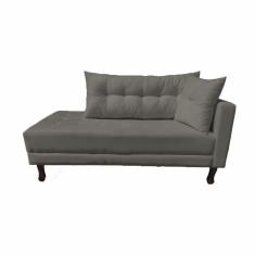 Divã Recamier Troya 2,00 Cm Lado Direito Linho Chumbo