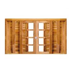 Janela de Madeira Veneziana Padrão Imbuia 100x140cm 6 Folhas Rodam Marroml