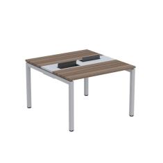 Mesa Plataforma Dupla com Pé de Aço para Coworking 110x120 Pdc11/12/2p Walnut/Cinza