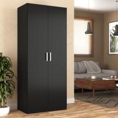 Guarda-Roupa Solteiro Monarca 2 Portas Cor Preto
