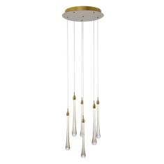 Pendente Cristal Goccia 41cm Led 6x2w Dourado Oc002l Bella