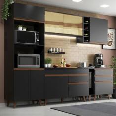 Cozinha Completa Madesa Reims 270001 com Armário e Balcão - Preto, Pre