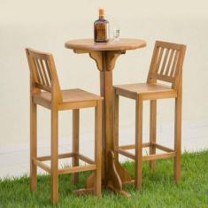 Conjunto Mesa Bistrô com 2 Banqueta Alta Confort Madeira Maciça - Vivá