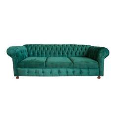 Sofá Chesterfield Capitone Luiz XV Suede Verde Musgo 2,00 - NOVO ENCAN