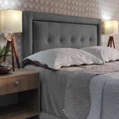 Cabeceira Cama King Veneza 05 Diamond Suede Cinza 60 RBL