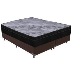 Cama Box Marrom e Colchão Airtech Pampa Molas ensacadas Queen Ortobom