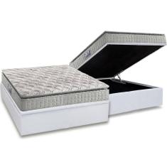 Cama Box Baú Casal: Colchão Espuma Anjos D33 Orthosono Pillow Top + Base Crc Courano White(138X188)
