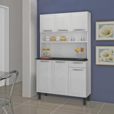 Cozinha Compacta em Aço com Tampo 6 Portas 1 Gaveta Rose Itatiaia