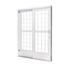 Porta De Aço De Correr E Postigo 215x160cm 2 Folhas Com Grade Quadriculada Qualitysol Ramassol