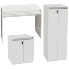 Escrivaninha Armario E Balcao Para Escritorio Mex73x51x49 Branco Tecno Mobili Branco