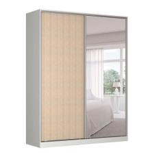 Guarda-Roupa Solteiro com Espelho Tunas II 2 PT 3 GV Branco e Noce - E