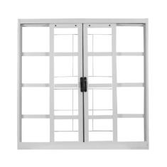 Janela de Aço de Correr 100x120cm 4 Folhas com Grade Minas Sul Mgm