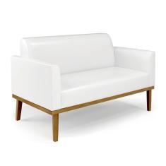 Sofá Namoradeira Base De Madeira Fixa Castanho Marisa Corano Branco D03 - D?rossi