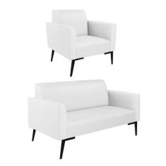 Sofá Namoradeira Com Poltrona Pés Villach Marisa material sintético D0