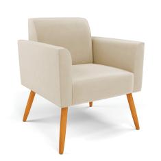 Poltrona Pés Palito Castanho Marisa Suede Bege D03 - D'Rossi