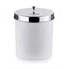 Lixeira 5 Litros Branca Tampa De Aço Inox