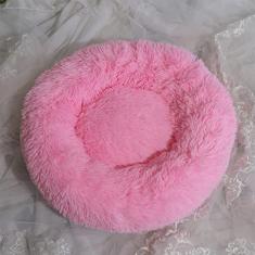 Camas calmantes para cães pequenos, médios e grandes - cama de cachorro lavável rosquinha redonda, antiderrapante, pelúcia sintética fofa donut aconchego e ansiedade, diâmetro 61 cm