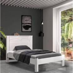 Cama de Solteiro MDF Branco Amsterdã Fênix
