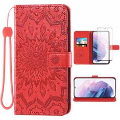 Capa de telefone para Samsung Galaxy S21 Plus Glaxay S21+ 5G Capa carteira com protetor de tela de vidro temperado Slim Flip Cover Suporte para cartão Cell Gaxaly S21+5G S21plus 21S + S 21 21+ G5