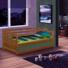 Sofá Cama 2 Lugares Solteiro Madeira Maciça Castanho Benjamim Shop JM