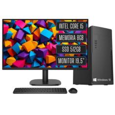 Computador Completo Intel Core i5 8GB SSD 512GB Windows 10 Monitor LED