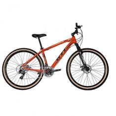 Bicicleta Aro 29 Gti Roma Alumínio 27v Freio Disco Mecânico Pneu Faixa Bege - Laranja Tam.21