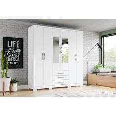 Guarda-Roupa Caju 06 Pts. C/ Espelho Branco - Henn - LM DECOR