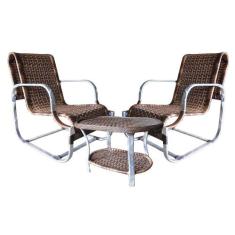 Conjunto de Poltronas Fibra Sintética Sena - 2 Poltronas + 1 Mesa Cent