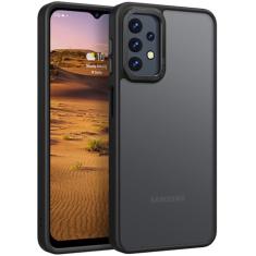 Rayboen Capa para Samsung Galaxy A32 5G, película fosca translúcida, antiarranhões, parte traseira de silicone macio, capa protetora à prova de choque slim fit para Samsung A32 5G, preto fosco