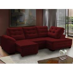 Sofá Canto Chaise Agatha Retrátil Reclinável 250x150 Cm Mola Bonnel Pi