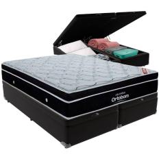 Cama Box Baú Preto E Colchão Elegant Molas Ensacadas Queen Ortobom
