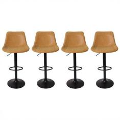 Kit 4 Banquetas Alta Estofada Para Bar Balcão Cozinha Americana Girató