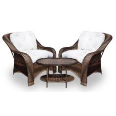 Conjunto de Poltronas Fibra Sintética Melo - 2 Poltronas + 1 Mesa Cent