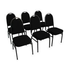 Kit com 6 Cadeiras para Auditórios Linha Hotel Preto