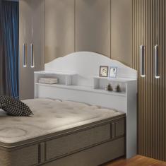 Cabeceira para Cama Box Casal com 2 Nichos Evelyn Carmolar Branco