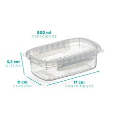 Pote raso medio com travas 500 ml - Nitron, Transparente