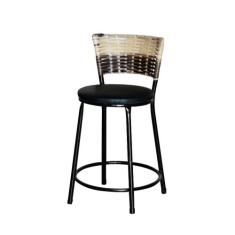 Banqueta Baixa Ratan Hawai Preta Cappuccino Premium - Lamar Design, Pr