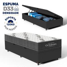 Cama Box Baú Colchão Espuma D33 Ortobom Airtech 100 88 cm, Preto